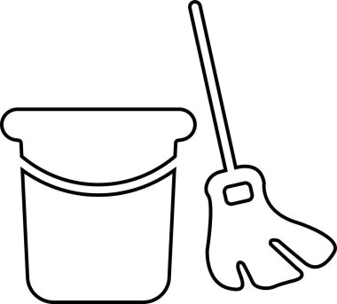 Temizlik simgesi, hijyen, temizlik ve temizlik araçlarının silikon vektörü, temizlik ekipmanları dezenfekte, paspas, şeffaf arka planda izole edilmiş semboller