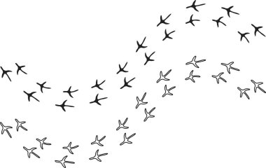 Dinozor izleri ikon seti. Ejderha, saydam arka planda izole edilmiş ayak izi sembolü siyah vektör koleksiyonunu izler. Dino sevimli iz dokusu. El çizimi paleontoloji dinozor pençesi izleri.