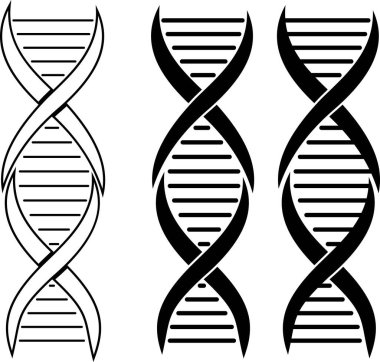 DNA simgesi seti. Çokgen kablo DNA molekülü. Tıp bilimi, genetik biyoteknoloji, kimya biyolojisi, gen hücre konsepti çizimi izole edilmiş arka plan. Yenilik teknolojisi kavramı