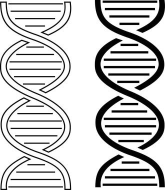 DNA simgesi seti. Çokgen kablo DNA molekülü. Tıp bilimi, genetik biyoteknoloji, kimya biyolojisi, gen hücre konsepti çizimi izole edilmiş arka plan. Yenilik teknolojisi kavramı