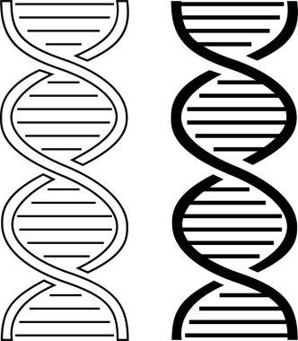 DNA simgesi seti. Çokgen kablo DNA molekülü. Tıp bilimi, genetik biyoteknoloji, kimya biyolojisi, gen hücre konsepti çizimi izole edilmiş arka plan. Yenilik teknolojisi kavramı
