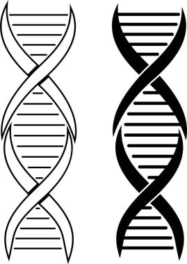 DNA simgesi seti. Çokgen kablo DNA molekülü. Tıp bilimi, genetik biyoteknoloji, kimya biyolojisi, gen hücre konsepti çizimi izole edilmiş arka plan. Yenilik teknolojisi kavramı