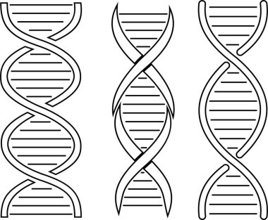 DNA simgesi seti. Çokgen kablo DNA molekülü. Tıp bilimi, genetik biyoteknoloji, kimya biyolojisi, gen hücre konsepti çizimi izole edilmiş arka plan. Yenilik teknolojisi kavramı
