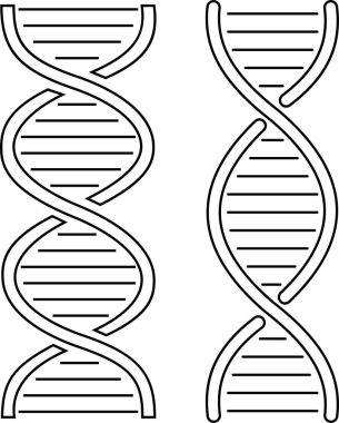 DNA simgesi seti. Çokgen kablo DNA molekülü. Tıp bilimi, genetik biyoteknoloji, kimya biyolojisi, gen hücre konsepti çizimi izole edilmiş arka plan. Yenilik teknolojisi kavramı