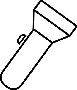 El feneri ikonu, çizgi biçiminde elektrik fenerinin siyah vektörü, taşınabilir ışık, batarya lambası, acil durum ışığı çizgisi, parlayan araç simgesi