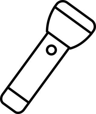 El feneri ikonu, çizgi biçiminde elektrik fenerinin siyah vektörü, taşınabilir ışık, batarya lambası, acil durum ışığı çizgisi, parlayan araç simgesi