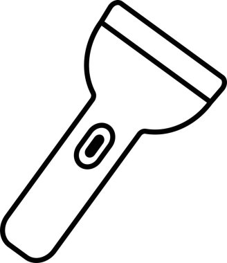 El feneri ikonu, çizgi biçiminde elektrik fenerinin siyah vektörü, taşınabilir ışık, batarya lambası, acil durum ışığı çizgisi, parlayan araç simgesi