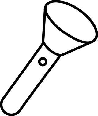 El feneri ikonu, çizgi biçiminde elektrik fenerinin siyah vektörü, taşınabilir ışık, batarya lambası, acil durum ışığı çizgisi, parlayan araç simgesi