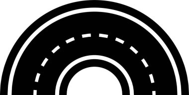 Yol ve otoyol perspektif simgesi. Yol boyunca farklı virajlar var. Yol şehirleri grafik tarzında birbirine bağlıyor. Vektör illüstrasyonu şeffaf arkaplanda izole edildi