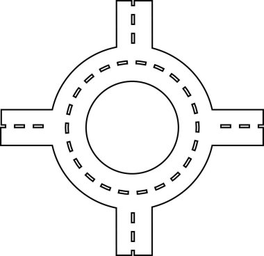 Yol ve otoyol perspektif simgesi. Yol boyunca farklı virajlar var. Yol şehirleri grafik tarzında birbirine bağlıyor. Vektör illüstrasyonu şeffaf arkaplanda izole edildi