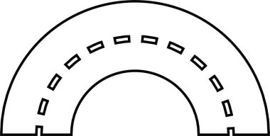 Yol ve otoyol perspektif simgesi. Yol boyunca farklı virajlar var. Yol şehirleri grafik tarzında birbirine bağlıyor. Vektör illüstrasyonu şeffaf arkaplanda izole edildi