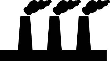 Endüstriyel fabrika binaları simgesi şeffaf arkaplanda izole edilmiş. Bitkilerin ve fabrikaların siyah siluetleri. Nükleer enerji santrali vektörü. .