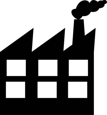 Endüstriyel fabrika binaları simgesi şeffaf arkaplanda izole edilmiş. Bitkilerin ve fabrikaların siyah siluetleri. Nükleer enerji santrali vektörü. .