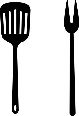 Izgara aletleri mutfak spatula araç simgesi vektör koleksiyonu şeffaf arkaplanda izole edildi. Siluet sembolü. İnternet ve uygulama için mutfak gereçleri.