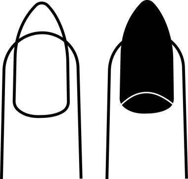 Çivi simgesi seti. Parmak vektör koleksiyonu şeffaf arkaplanda izole edildi. Moda tırnakları tarzı trendler. Güzellik salonundaki kadın manikür yaptırıyor. Sahte tırnak cilası tasarımı şablonları