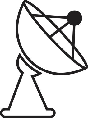 Uydu anten simgesi, iletişim anten grubunun satır biçimindeki siyah vektörü, radar sinyal alıcı sembolleri, şeffaf arkaplanda izole edilmiş kablosuz yayın ağı ögesi.
