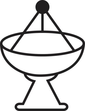 Uydu anten simgesi, iletişim anten grubunun satır biçimindeki siyah vektörü, radar sinyal alıcı sembolleri, şeffaf arkaplanda izole edilmiş kablosuz yayın ağı ögesi.