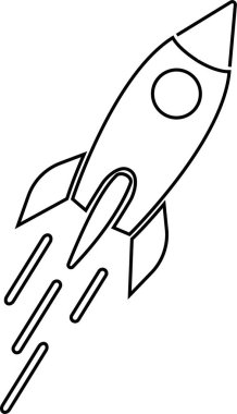 Uzay gemisi simgesi. Roket vektör sembolü şeffaf arkaplanda izole edildi. Roket gemisi astronotu, uzay gemisi, teknoloji, uçuş için hızlı hız artırıcı. Uygulama ve Web için Element.