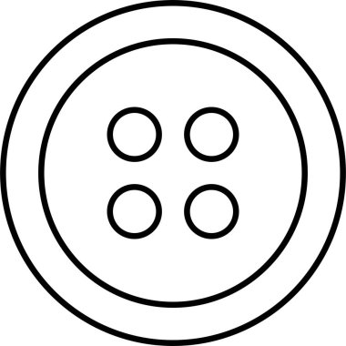 Şeffaf arkaplanda düğme simgesi izole edilmiş, elbise dikme aracı giysi tasarım sembolü çizim vektör grafik şablonu paketi, düz çizgi biçimi ana hatları minimal element