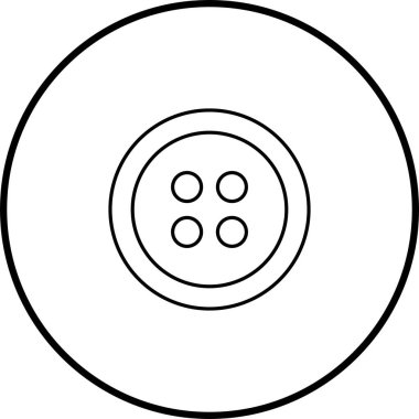 Şeffaf arkaplanda düğme simgesi izole edilmiş, elbise dikme aracı giysi tasarım sembolü çizim vektör grafik şablonu paketi, düz çizgi biçimi ana hatları minimal element