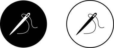 İğne ve iplik ikonu koleksiyon grubu şeffaf arkaplan üzerinde izole edilmiş, dikiş aracı nakış işleme sembolü illüstrasyon tasarım vektör grafik paketi, düz çizgi biçimi dış hat ögesi