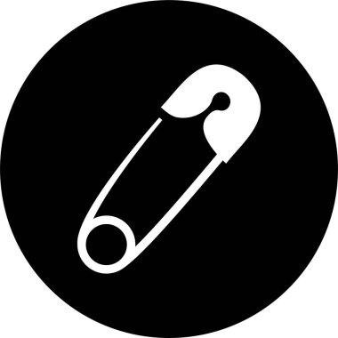 Şeffaf arkaplanda güvenlik iğnesi simgesi izole edilmiş, dikiş aracı dikiş dikiş sembolü illüstrasyon tasarım vektör grafik şablon paketi, düz çizgi biçimi ana hatları minimal element