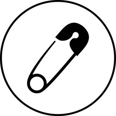 Şeffaf arkaplanda güvenlik iğnesi simgesi izole edilmiş, dikiş aracı dikiş dikiş sembolü illüstrasyon tasarım vektör grafik şablon paketi, düz çizgi biçimi ana hatları minimal element