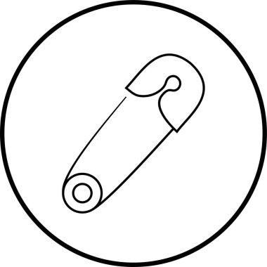 Şeffaf arkaplanda güvenlik iğnesi simgesi izole edilmiş, dikiş aracı dikiş dikiş sembolü illüstrasyon tasarım vektör grafik şablon paketi, düz çizgi biçimi ana hatları minimal element