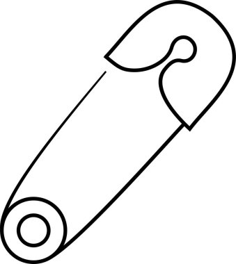 Şeffaf arkaplanda güvenlik iğnesi simgesi izole edilmiş, dikiş aracı dikiş dikiş sembolü illüstrasyon tasarım vektör grafik şablon paketi, düz çizgi biçimi ana hatları minimal element