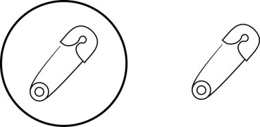 Güvenlik pin simgesi koleksiyon grubu şeffaf arkaplanda izole edildi, dikiş aracı dikiş dikiş sembolü illüstrasyon tasarım vektör grafik şablon paketi, düz çizgi biçimi asgari element