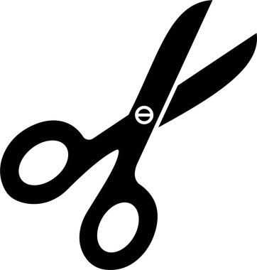 Şeffaf arkaplanda makas simgesi izole edilmiş, berber terzilik el işi dikiş sanatı sembolü illüstrasyon tasarım vektör grafik şablon paketi, düz çizgi biçimi ögesi