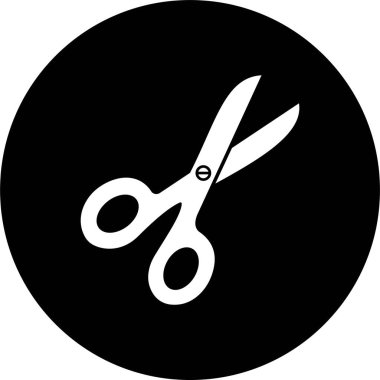 Şeffaf arkaplanda makas simgesi izole edilmiş, berber terzilik el işi dikiş sanatı sembolü illüstrasyon tasarım vektör grafik şablon paketi, düz çizgi biçimi ögesi