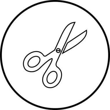 Şeffaf arkaplanda makas simgesi izole edilmiş, berber terzilik el işi dikiş sanatı sembolü illüstrasyon tasarım vektör grafik şablon paketi, düz çizgi biçimi ögesi