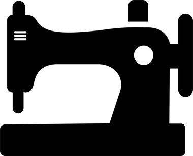 Dikiş makinesi simgesi biçimlendirme aracı sembolü tasarım vektör grafik şablon paketi paketi, siyah yassı minimal çizgi çizim kontur elemanı şeffaf üzerinde izole