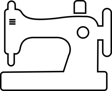 Dikiş makinesi simgesi biçimlendirme aracı sembolü tasarım vektör grafik şablon paketi paketi, siyah yassı minimal çizgi çizim kontur elemanı şeffaf üzerinde izole