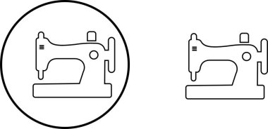 Dikiş makinesi simgesi koleksiyonu toplama aracı sembolü illüstrasyon tasarım vektör grafik şablon paketi paketi, şeffaf üzerinde izole edilmiş siyah yassı minimal çizgi çizim dış hatları ögesi