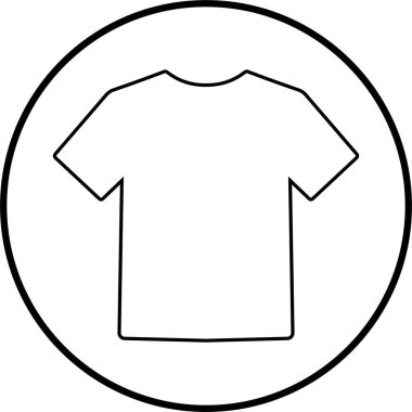 Siyah tişört ikonu, tişört, forma, giysi, kıyafet, kıyafet, üniforma, moda sembolü, kıyafet tabelası, düz ve çizgi tarzı vektör çizimi