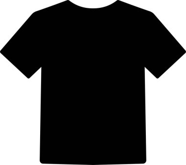 Siyah tişört ikonu, tişört, forma, giysi, kıyafet, kıyafet, üniforma, moda sembolü, kıyafet tabelası, düz ve çizgi tarzı vektör çizimi