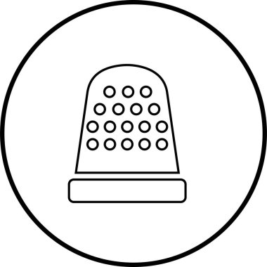 Şeffaf arkaplanda yüksük simgesi izole edilmiş, dikiş aracı koruma parmak sembolü illüstrasyon tasarım vektör grafik şablonu paketi, düz çizgi biçimi ana hatları minimal