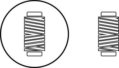 İplik makarası ikonu koleksiyon grubu şeffaf arkaplan üzerinde izole edilmiş, iplik bobbin nakış işleme aracı sembolü illüstrasyon tasarım vektör grafik şablon paketi, düz çizgi biçimi ana hatları