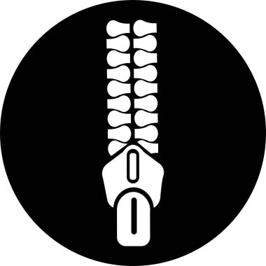 Fermuar simgesi zip bağlayıcı sembolü illüstrasyon tasarım vektör grafik şablon paketi, giysi giysisi siyah düz düz minimal çizgi dış hat elementi