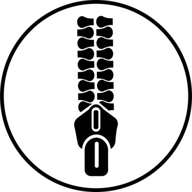 Fermuar simgesi zip bağlayıcı sembolü illüstrasyon tasarım vektör grafik şablon paketi, giysi giysisi siyah düz düz minimal çizgi dış hat elementi