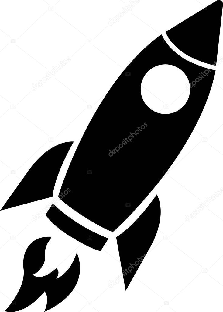 Space ship icon. rocket vector symbol isolated on transparent background. Rocketship logo astronaut, spaceship, technology, fast speed booster fly for flight. Element for app and web.