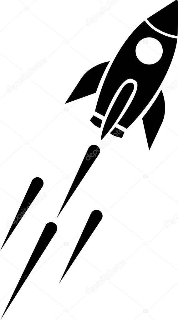 Space ship icon. rocket vector symbol isolated on transparent background. Rocketship logo astronaut, spaceship, technology, fast speed booster fly for flight. Element for app and web.