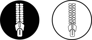 Fermuar simgesi koleksiyon grubu, zip ligener sembolü illüstrasyon tasarım vektör grafik şablon paketi, giysi giysisi giysisi siyah yassı minimal çizgi dış hatları elementi