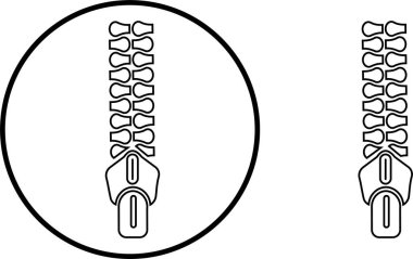 Fermuar simgesi koleksiyon grubu, zip ligener sembolü illüstrasyon tasarım vektör grafik şablon paketi, giysi giysisi giysisi siyah yassı minimal çizgi dış hatları elementi