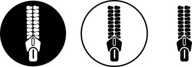 Fermuar simgesi koleksiyon grubu, zip ligener sembolü illüstrasyon tasarım vektör grafik şablon paketi, giysi giysisi giysisi siyah yassı minimal çizgi dış hatları elementi