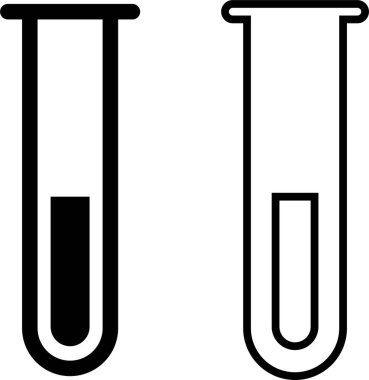 Test tüpü simgesi seti. Kimya, laboratuvar ve tıbbi tasarım element vektör koleksiyonu şeffaf arka planda izole edildi. Bilim, eczane, deney şişesi, tıbbi cam, uygulama ve web sitesi şişesi kavramını kabul edin.