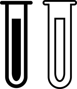 Test tüpü simgesi seti. Kimya, laboratuvar ve tıbbi tasarım element vektör koleksiyonu şeffaf arka planda izole edildi. Bilim, eczane, deney şişesi, tıbbi cam, uygulama ve web sitesi şişesi kavramını kabul edin.