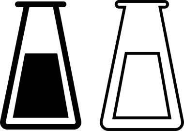 Test tüpü simgesi seti. Kimya, laboratuvar ve tıbbi tasarım element vektör koleksiyonu şeffaf arka planda izole edildi. Bilim, eczane, deney şişesi, tıbbi cam, uygulama ve web sitesi şişesi kavramını kabul edin.